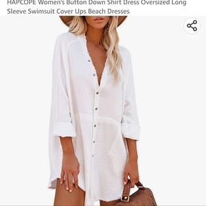 NWOT Amazon linen blend cover up oversized shirt dress, size XL